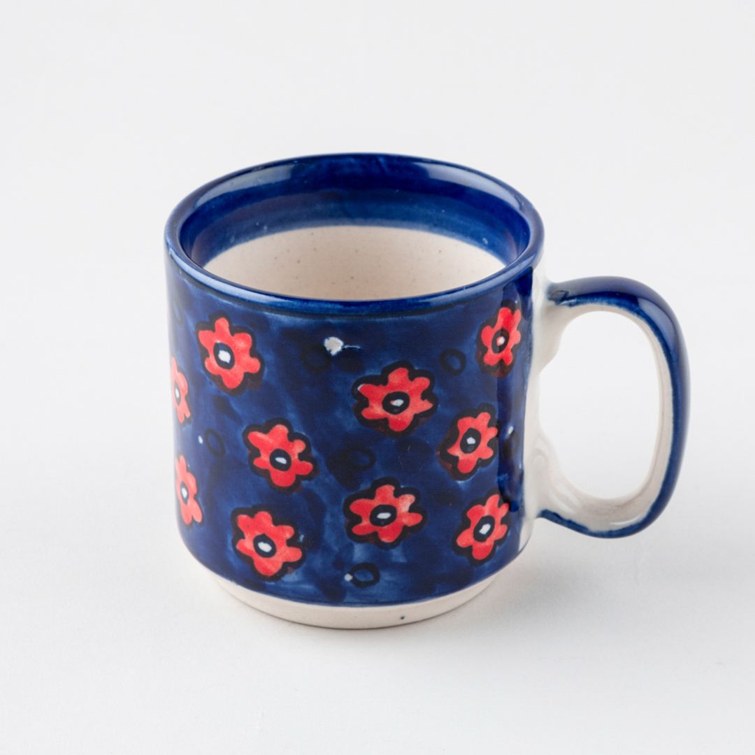 Blue Floral Ceramic Coffee Mug (Small)