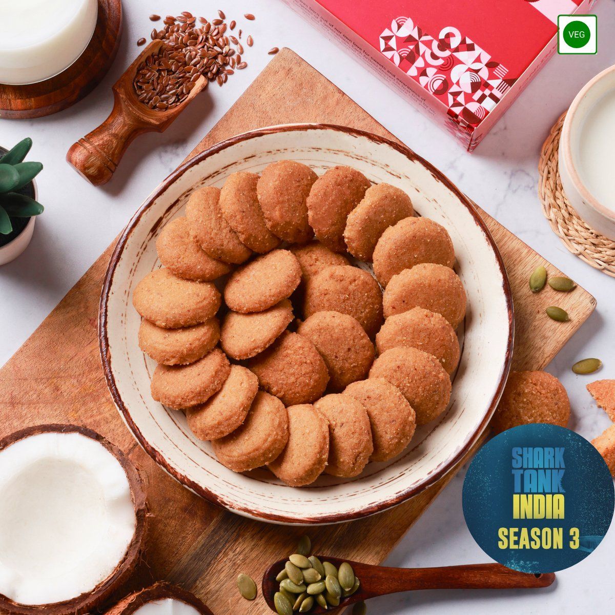 Coconut, Seed & Nut Cookies - Sugar Free, Diabetic Friendly-185g
