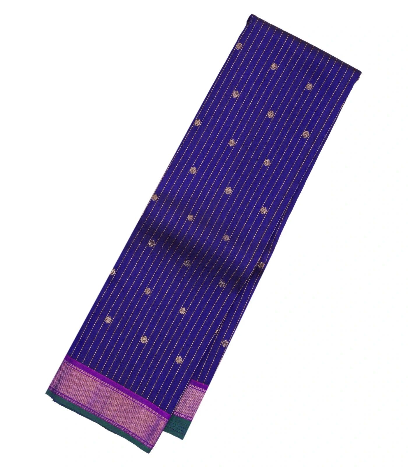 Violet Handloom Kanchipuram Silk Saree With Stripes & Buttas-KA12023-Violet