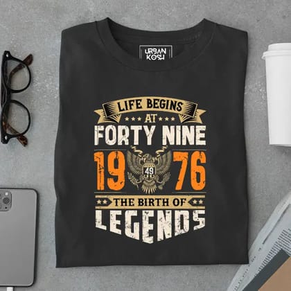 Life Begins at 49, The Birth of Legends Premium Unisex Birthday T-shirt-Black / S