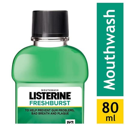 Listerine Mouthwash Liquid - Freshburst, Removes 99.9% Germs, 80 Ml