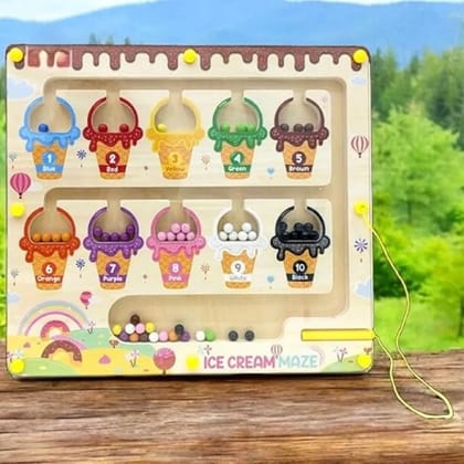 Braintastic Wooden Ice Cream Maze Magnetic Puzzle Board for Kids | Color Sorting, Counting & STEM Learning Toy for Toddlers (Icecream Maze) Braintastic Wooden Ice Cream Maze Magnetic Puzzle Board for Kids | Color Sorting, Counting & STEM Learning Toy for Toddlers (Icecream Maze)