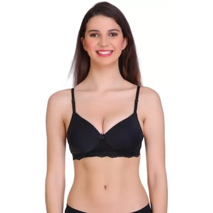 Gracewell Cotton Blend Black Full Coverage Padded Bra (36C)