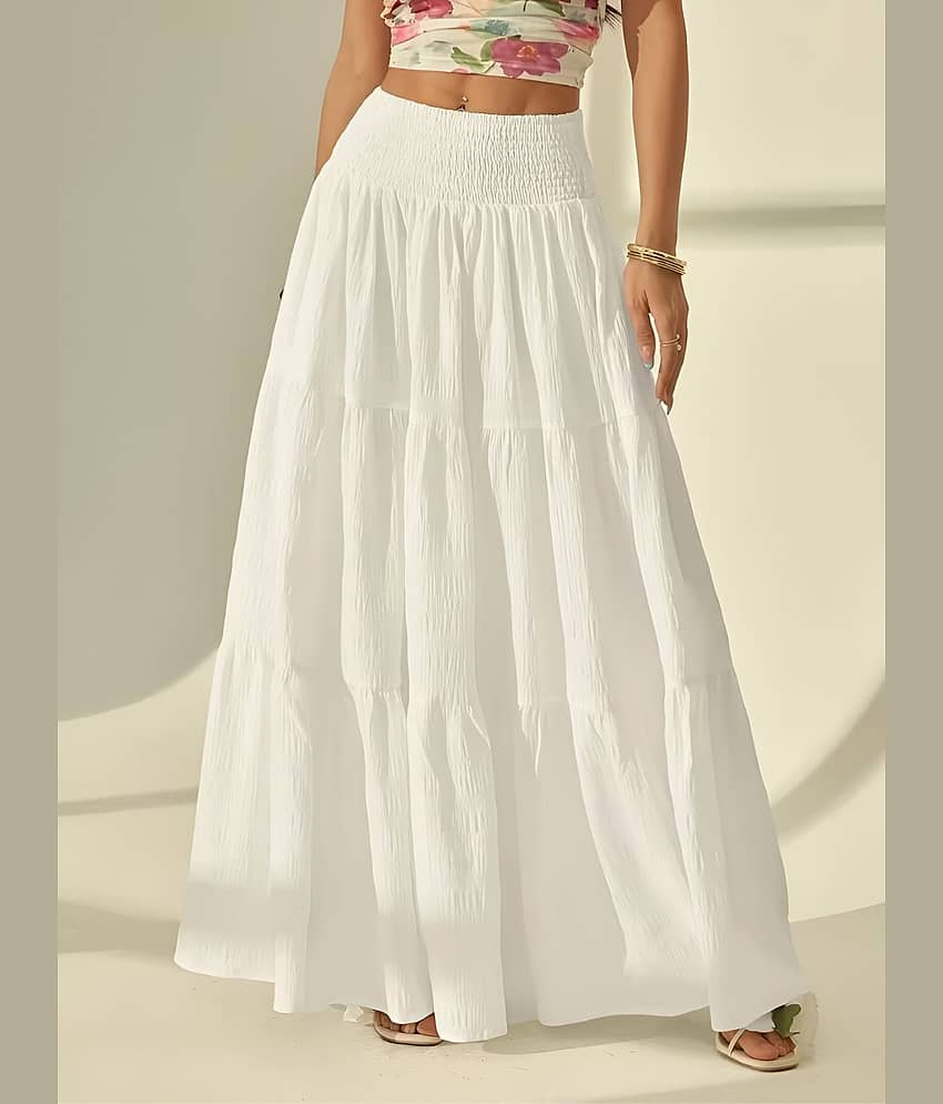 ZWERLON White Viscose Women's Flared Skirt ( Pack of 1 )
