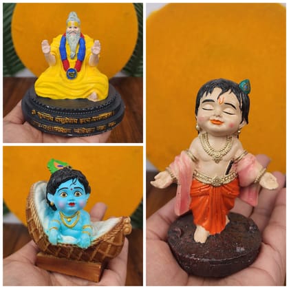 Divine Trio Pack : Premanad Ji , Bal Krishna & Baby Krishna – Perfect for Home decor & puja