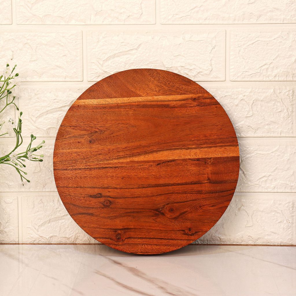 Femora Round Wooden Serving Tray with Bowl, 1 pc Tray & Bowl, 10 Inch(25 * 25 CM), 1 Year Warranty.