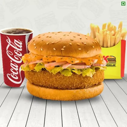Zesty Paneer Burger + Fries + Coke (300 Ml)