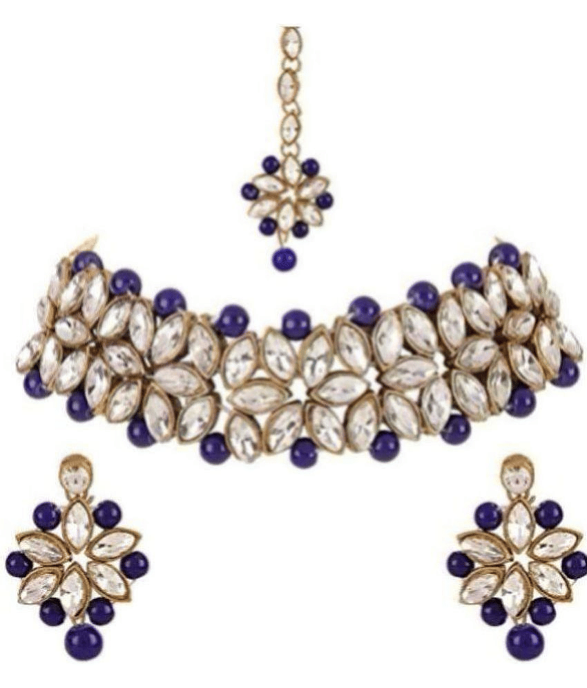 PUJVI - Purple Alloy Necklace Set ( Pack of 1 )
