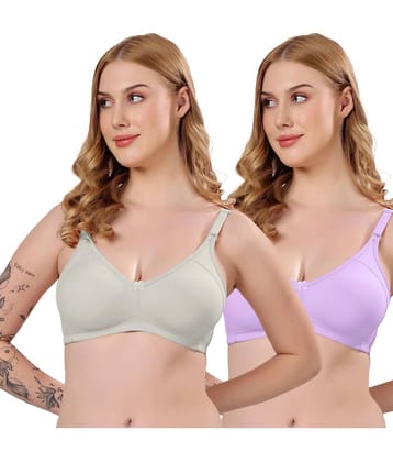 LONDON HILLS Pack of 2 Cotton Blend Non Padded Everyday Bra For Women ( Peach )
