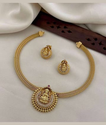 ROFARWORD Gold Brass Necklace Set ( Pack of 1 )