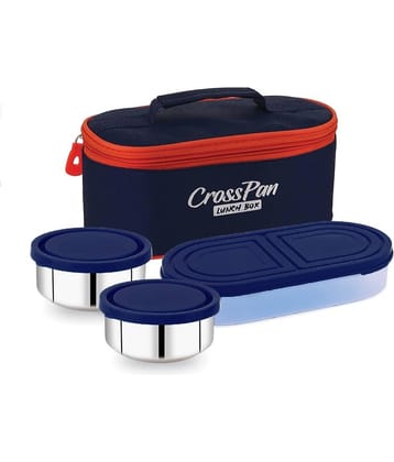 CrossPan 3 CONTAINER TIFFIN BOX Stainless Steel Insulated Lunch Box 3 - Container ( Pack of 1 )