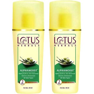 Lotus Herbals Alphamoist Alpha Hydroxy Skin Renewal Oil-Free Moisturiser  For All Skin Types  80Ml ( Pack Of 2 )