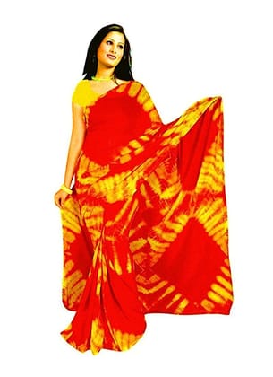 Generic Women's Chiffon Saree (Orange, 5 - 6 Mtrs)