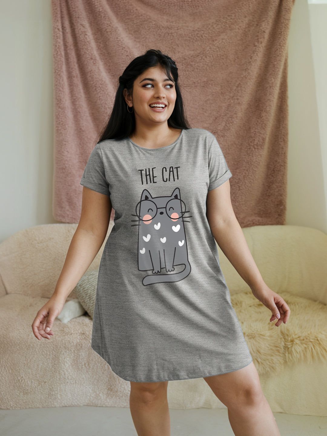 The Cat (Plus Size)-Grey / 4XL