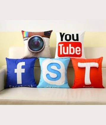 Home Style Set of 5 Jute Cushion Covers 40X40 cm (16X16)