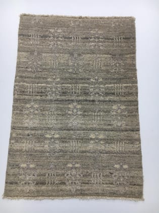 Hand-Knotted Wool & Bamboo Silk Rug  2x3 ft | Modern Geometric Design, Gray