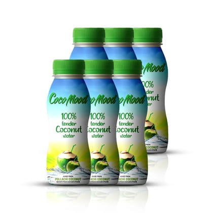 Sipora CocoMood 100% Tender Coconut Water 200ml x 6, No Concentrate No added Flavor, Sourced From Pollachi (nareal pani)