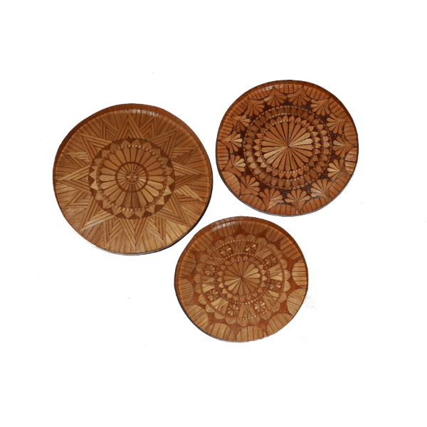 Round Hand made bamboo tray 