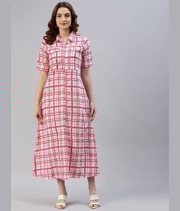 SVARCHI - Red Cotton Women's Shirt Dress ( Pack of 1 )