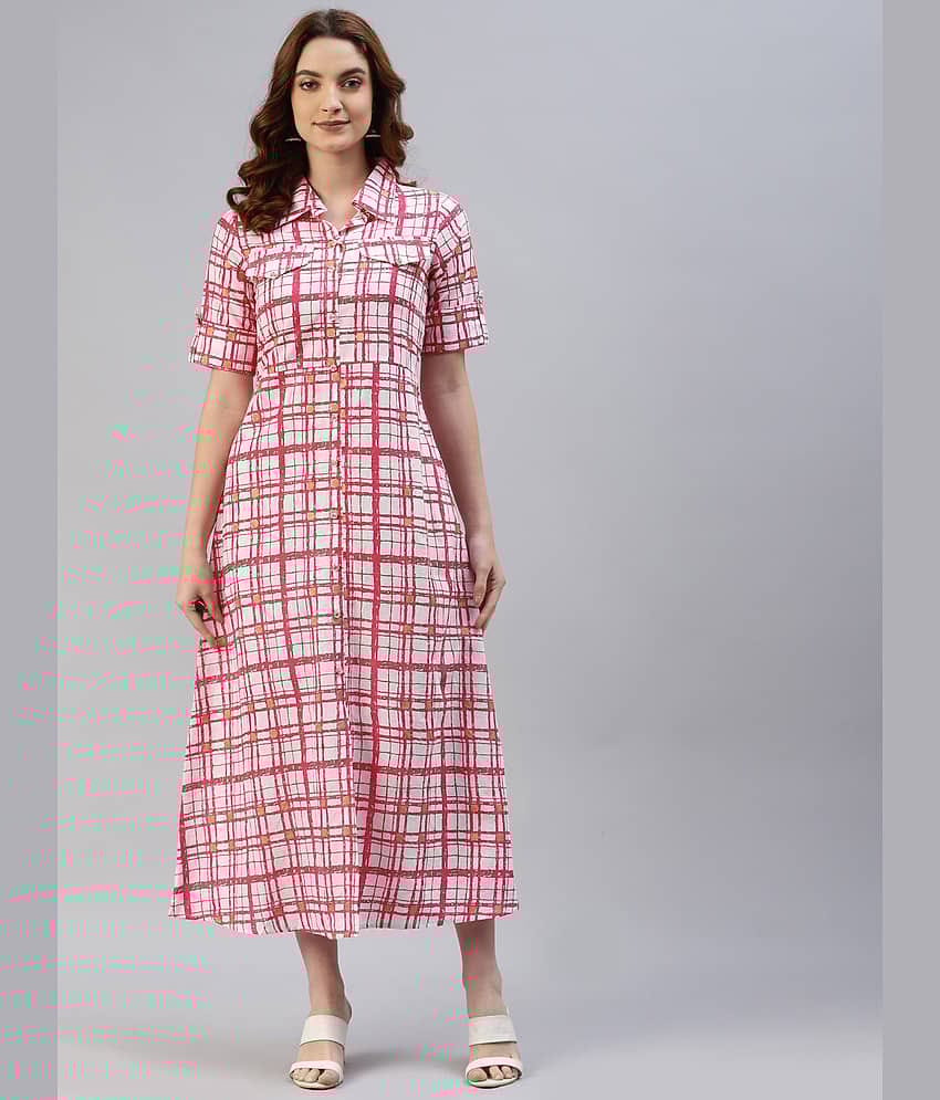 SVARCHI - Red Cotton Women's Shirt Dress ( Pack of 1 )