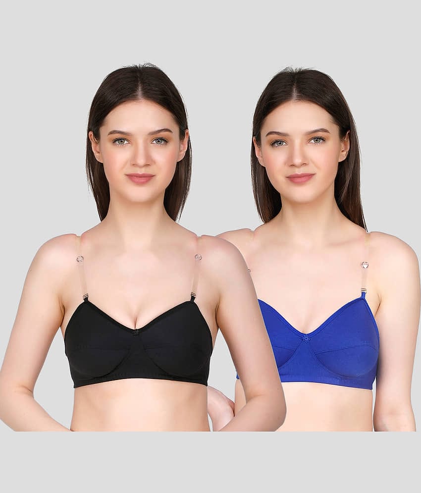 TCG Pack of 2 Cotton Blend Non Padded Women's Everyday Bra ( Blue )