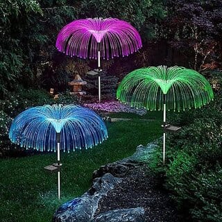 Daybetter Jellyfish Solar Garden Lights 7 Color Led Jellyfish ShapeFiber Outdoor Pathway Waterproof Solar String Lights Decoration For Yard Garden Balcony (Multi-Color) (Pack Of2) Tar-Ge6