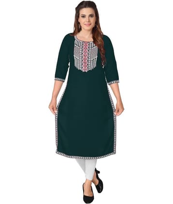 Kapadia - Green Rayon Women's Straight Kurti ( Pack of 1 )