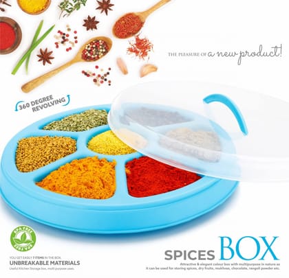 Wholesale Item - 6 IN 1 ROUND PLASTIC  SPICE BOX - MOQ 11 Pieces