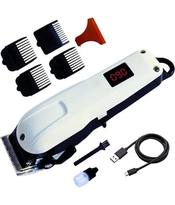 Geemy LED SCREEN White Cordless Beard Trimmer With 60 minutes Runtime