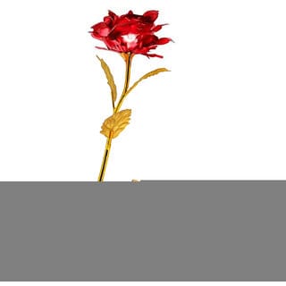 Valentine Day Gifts 24k Red Foil Rose Flower with Beautiful Photo Frame Flower Stand