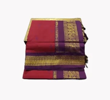 Paithani Silk Cotton Saree Red & Purple