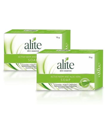 Alite Neem & Aloe Vera Soap Pimple Fighting Soap for Soft & Glowing Skin 75g ( Pack of 2 )