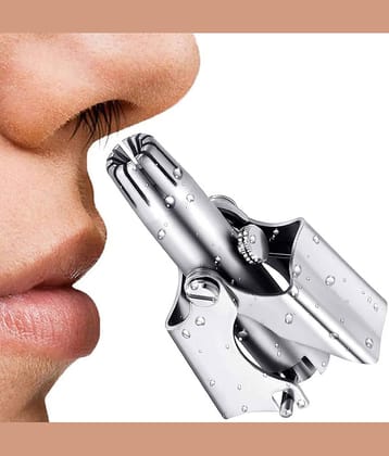 GEEO Nose Hair Remover Silver Cordless Nose Trimmer With 1 minutes Runtime