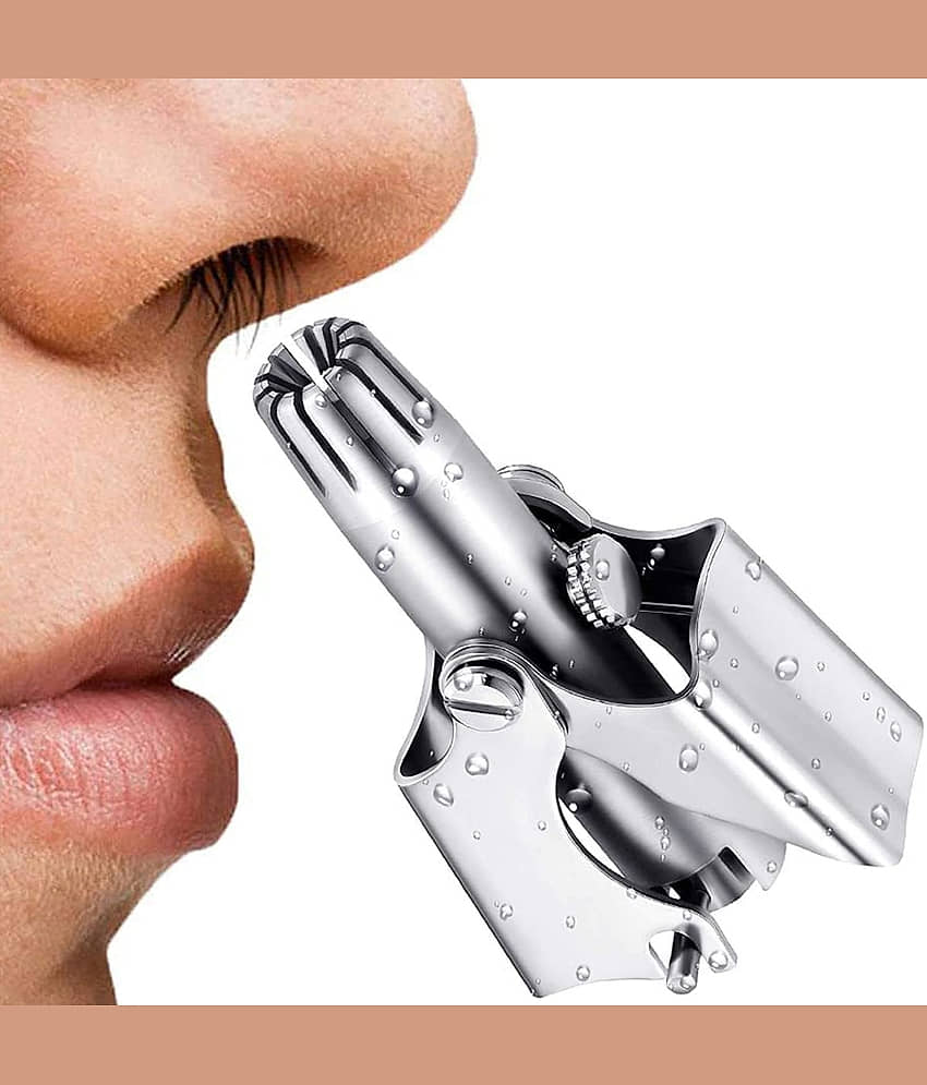 GEEO Nose Hair Remover Silver Cordless Nose Trimmer With 1 minutes Runtime