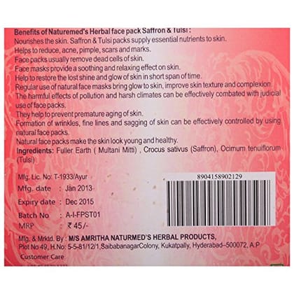 Naturmed'S Herbal Face Pack (Saffron & Tulsi) (100 Grms)