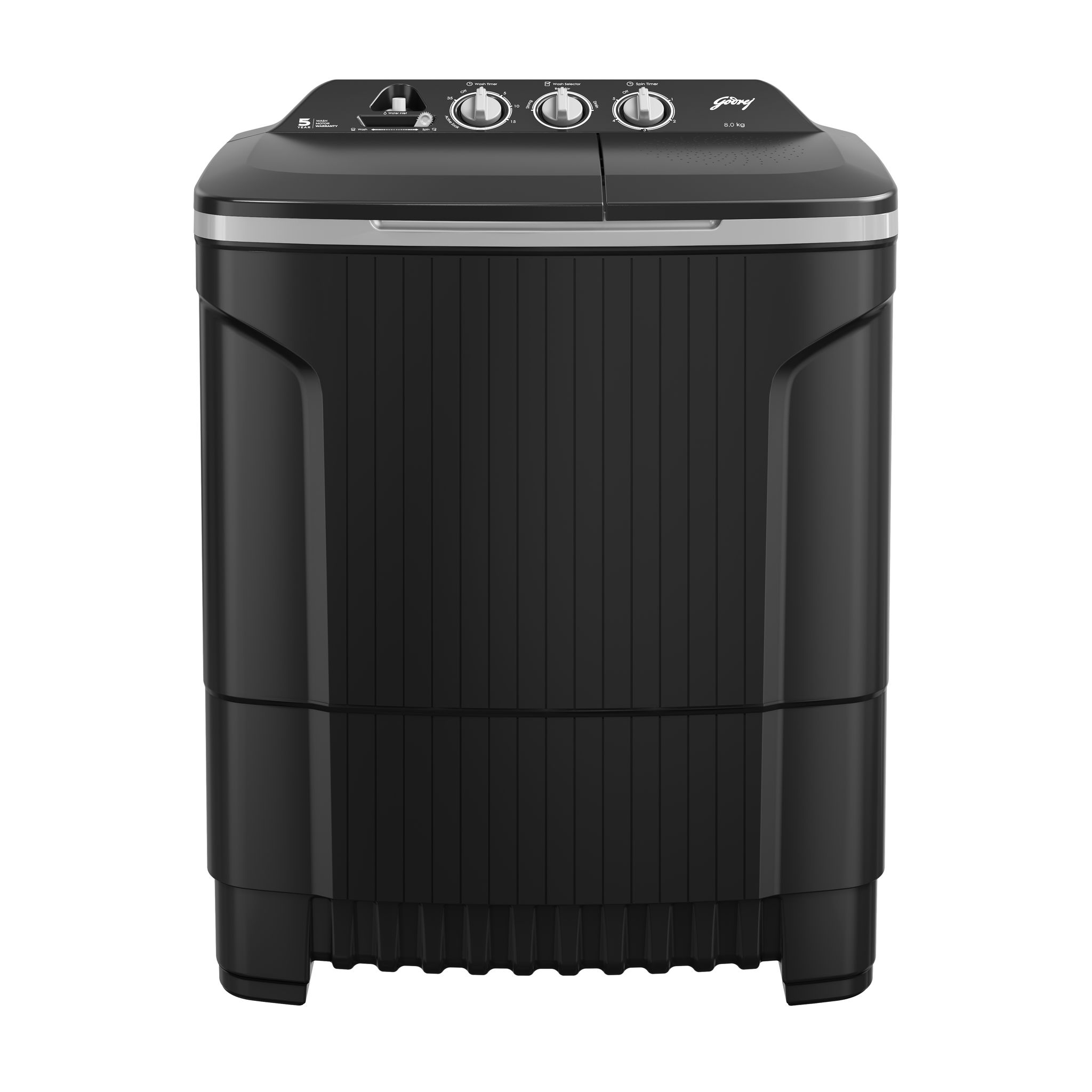Godrej 8 Kg 5 Star Active Soak Technology Semi-Automatic Top Load Washing Machine (WSEDGE CLS 80 5.0 EN2 M CSGR, Crystal Grey, Wash Upto 8 King Size Bedsheets)