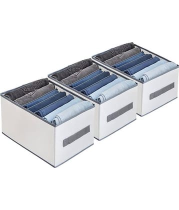 Non-Woven 7 Compartments Foldable Wardrobe Storage Organisers Grey (Pack of 3)
