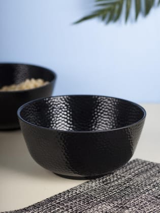 Serving Bowls, Mixing Bowl, Black, Hammered, Melamine, Set of 2
