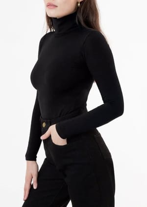Turtle Neck Full Sleeves Top-XXS / Black