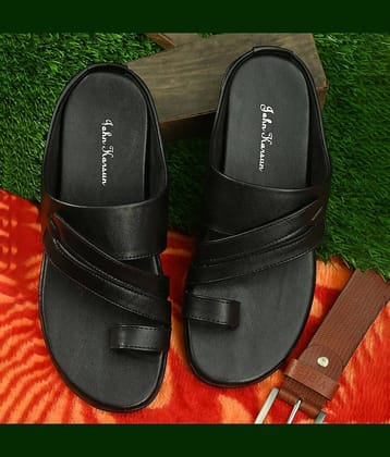 John Karsun - Black Men's Leather Slipper