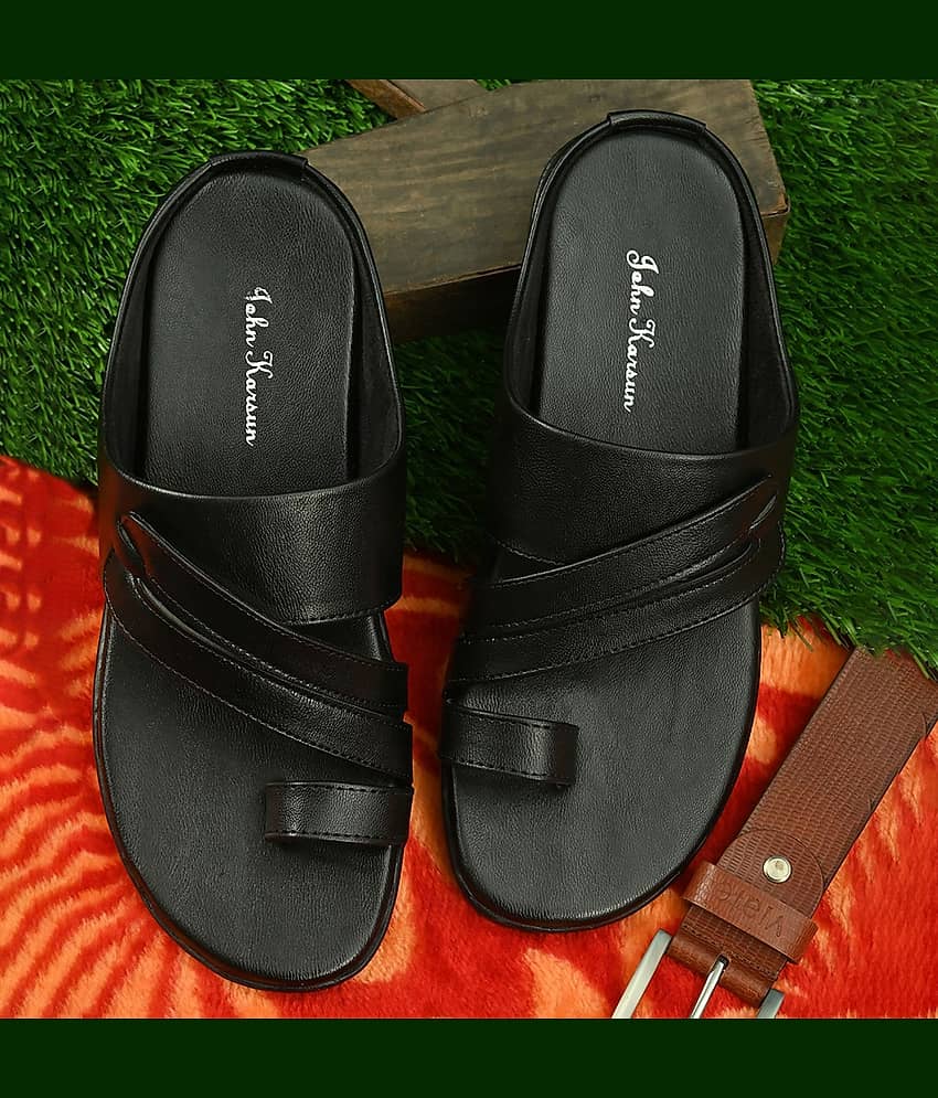 John Karsun - Black Men's Leather Slipper