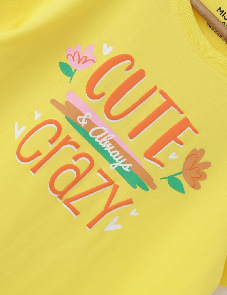New Kids Girls T shirt Cotton Blazing Yellow Cute Crazy 2025 at ShopCircuit | ONDC