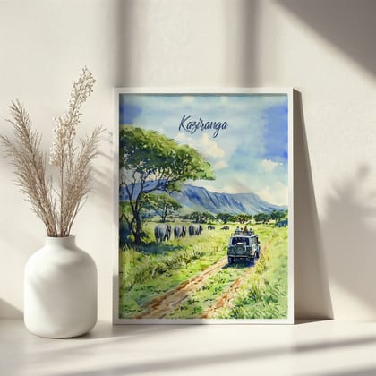 Kajiranga Wall Art Frame-8 X 10 inches / White Frame