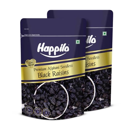 Happilo Premium Afghani Seedless Black Raisins 250g (Pack of 2)