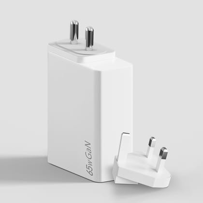 POWERUP Max Charge 65W Dual PD Type C + USB QC 3.0 GaN Wall Charger - White