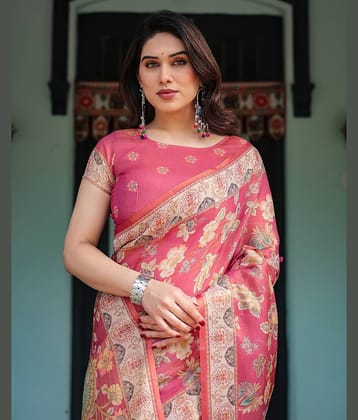Almaari Fashion Cotton Blend Printed Saree With Stitched Blouse ( Multicolor )