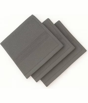 Dollar Cotton Solid Face Towel Below 300 GSM ( Pack of 3 ) - Grey