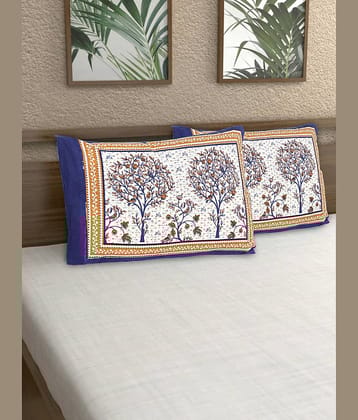 AJ Home - Pack of 2 Cotton Floral Regular Pillow Cover ( 68.58 cm(27) x 43.18 cm(17) ) - Blue