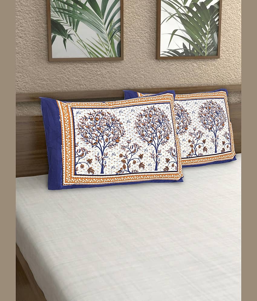 AJ Home - Pack of 2 Cotton Floral Regular Pillow Cover ( 68.58 cm(27) x 43.18 cm(17) ) - Blue