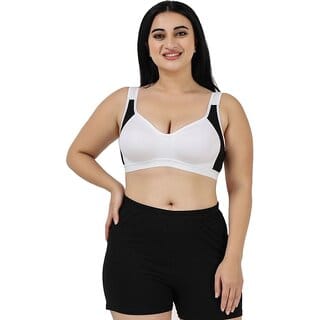 White Women's Cotton Non-Padded Wire Free Full-Coverage Bra